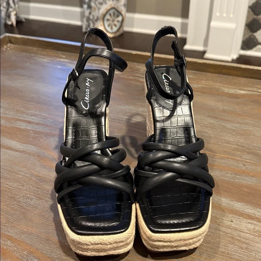 Circus by Sam Edelman Women's Wedge Sandals Size 10 New Black Espadrilles